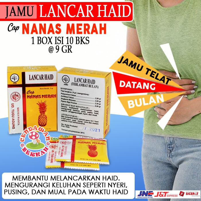 Jamu Lancar Haid Cap Nanas Merah Obat Telat Datang Bulan Pelancar Haid