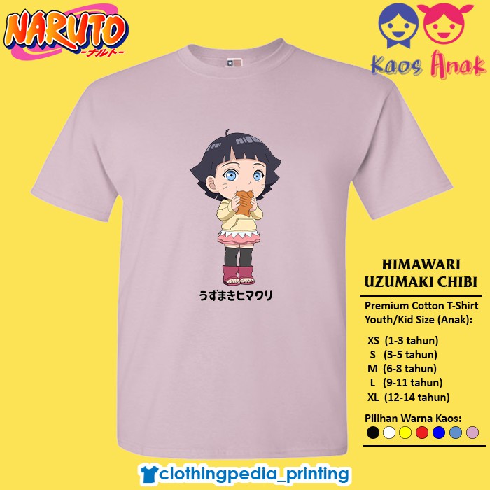 Kaos Baju Anak Cewek Himawari Uzumaki Chibi Imut Naruto Boruto T-Shirt