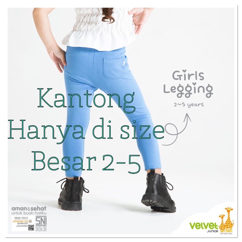 VELVET JUNIOR Legging Bayi/Legging Anak Polos/Solid Size Nb-5th