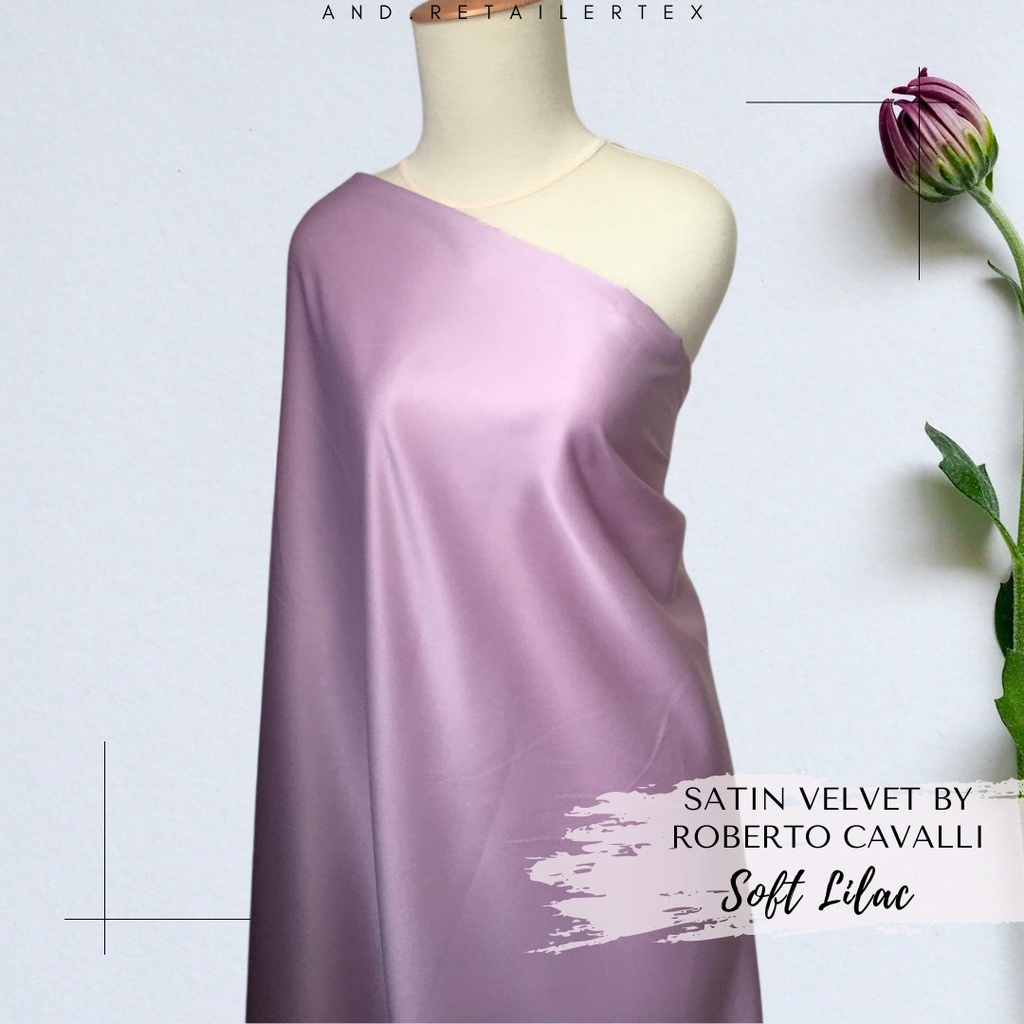 Kain Satin Velvet  Cavali warna Soft Lilac Bahan Background Backdrop Foto