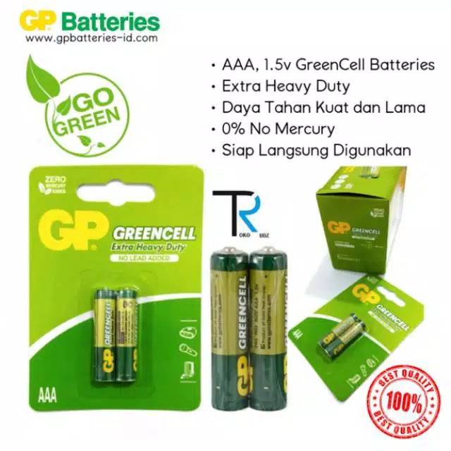Baterai AAA 1.5v GP GreenCell Extra Heavy Duty /pack isi 2 pcs