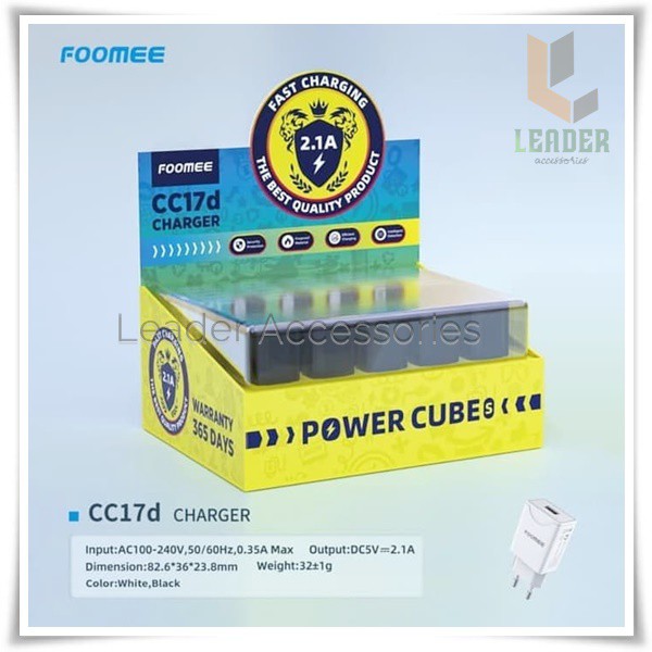 Foomee CC17d Travel Charger Single USB 2.1A 30pcs