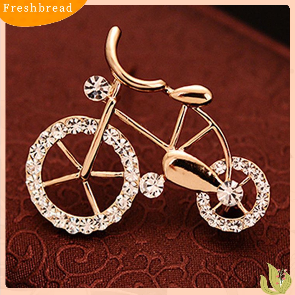 [ TERLARIS]Fashion Alloy Rhinestone Inlaid Bicycle Brooch Pin Badge Decor Jewelry Gift