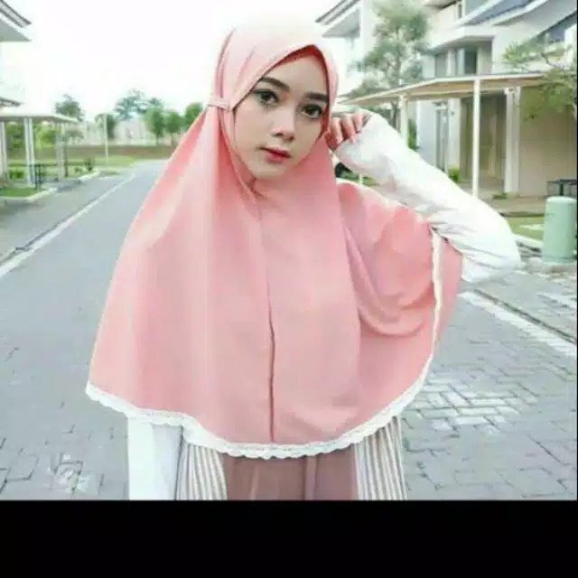 Bergo Fatimah Renda - kerudung fatima jilbab tali maryam renda bawah Diamond