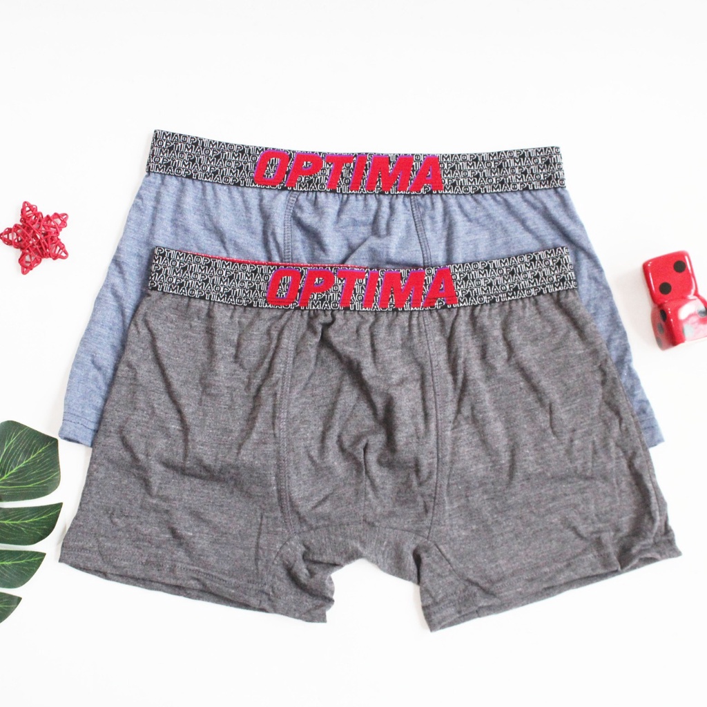 Boxer Optima Celana Dalam Pria Size M L XL XXL CD [ isi 2 pcs B008 ] Cowok Laki-Laki Karet Pinggang Men Underwear