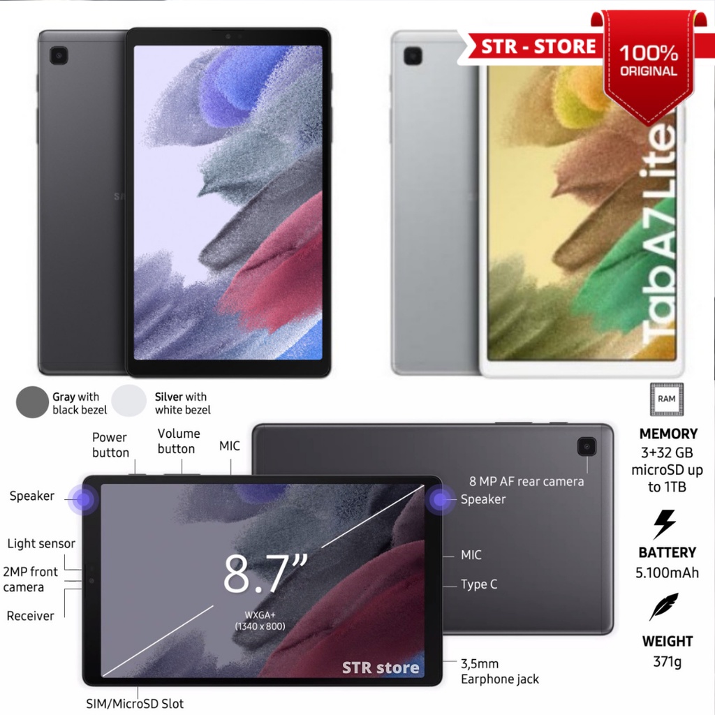 SAMSUNG GALAXY A7 LITE SAMSUNG T225 TAB A7 LITE 3/32 GB SAMSUNG TABLET 8.7 INCH RESMI SEIN SAMSUNG TABLET A7 LITE  TAB SAMSUNG 8.7 INCH-1