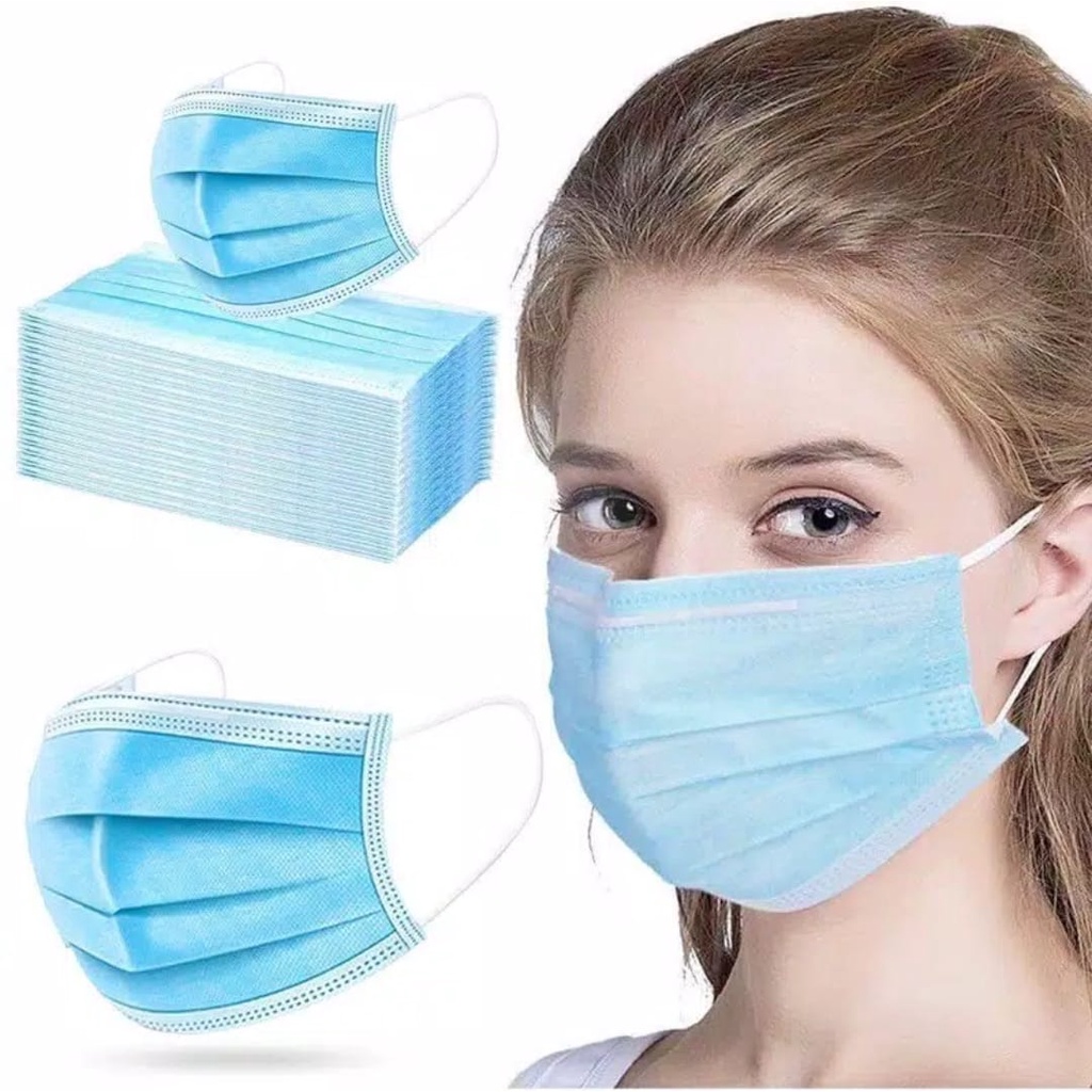 masker 3 ply earloop 50 pc / masker medis murah