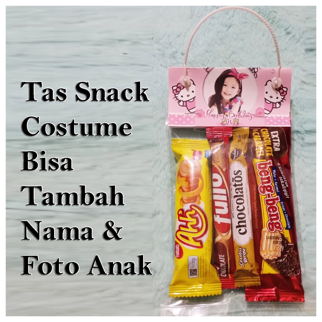 tas snack ulang tahun costume uk 12x20 cm plastik label ulang tahun anak custom tas Snack ulang tahu
