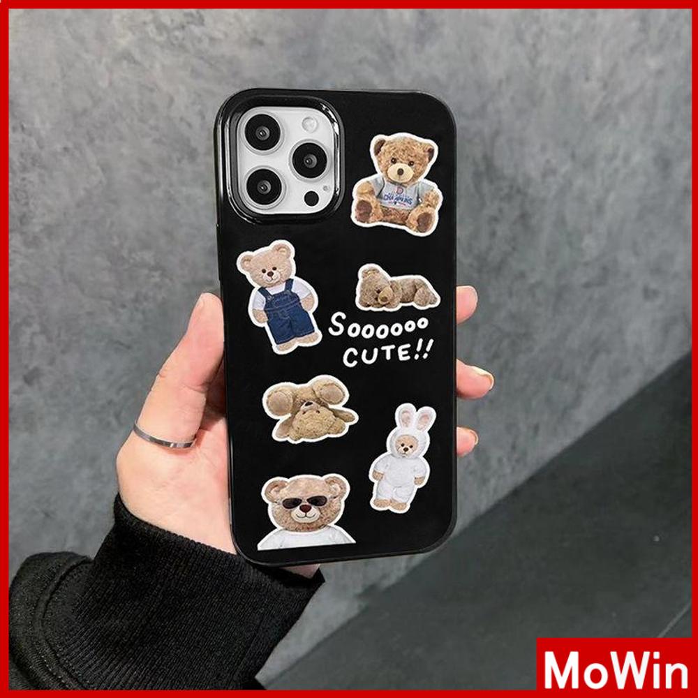 iPhone Case Silicone Soft Case Black TPU Glossy Big Hole Camera Protection Shockproof Sticker Bear For iPhone 13 Pro Max iPhone 12 Pro Max iPhone 11 Pro Max iPhone 7Plus iPhone x xr