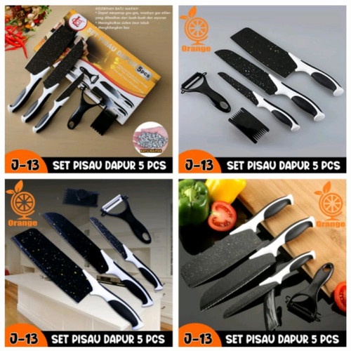 Set Pisau Dapur isi 5pcs hitam/Pisau Set 5 Pcs j13