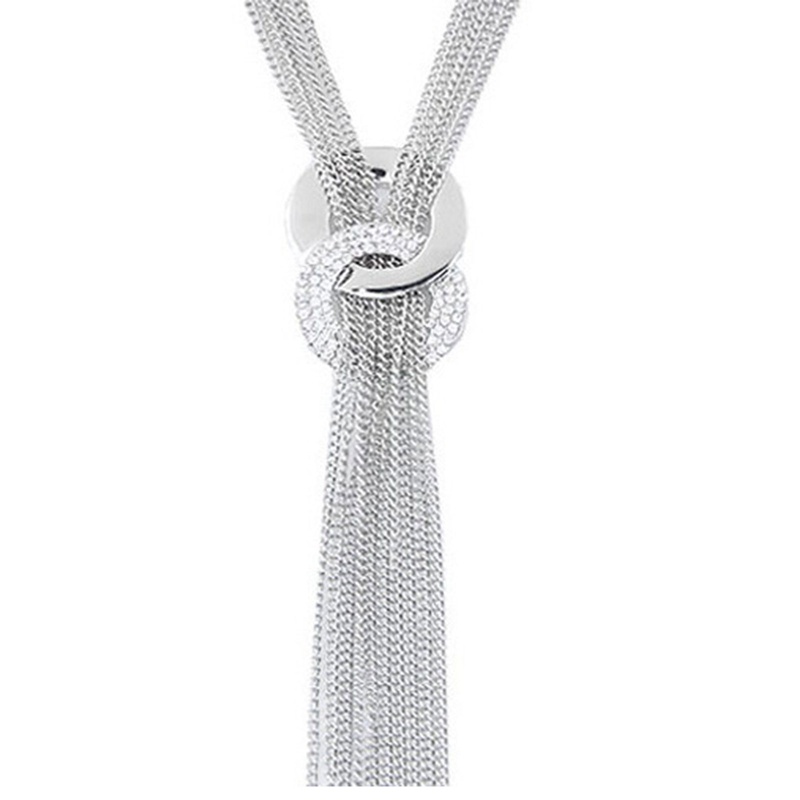 Kalung Rantai Rumbai Panjang Bentuk Bulat Warna Emas Silver