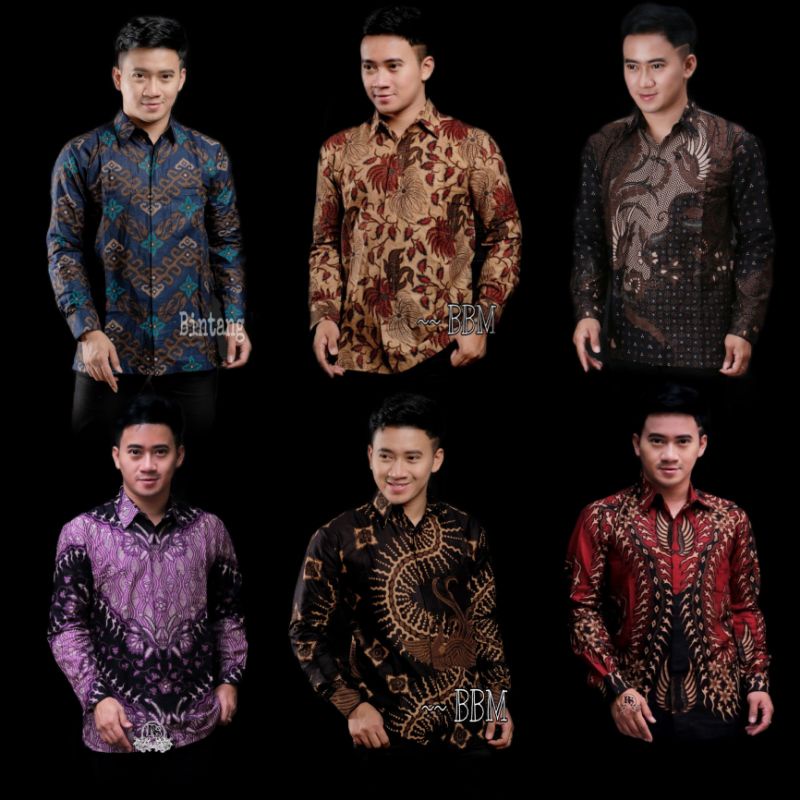 Atasan Batik Pria Lengan Panjang Kenongo Hem Padi Pekalongan M L XL