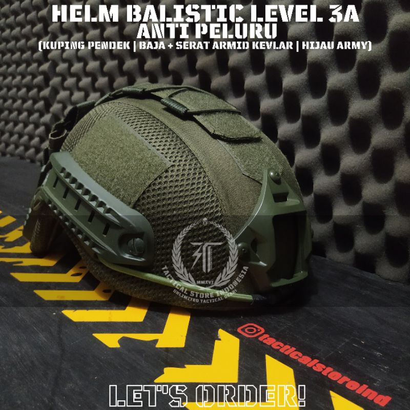 EXCLUSIVE HELM TACTICAL BALISTIC BALISTIK LEVEL 3A (Anti Peluru) Dengan Lapisan Serat Kevlar (Helm Kevlar)