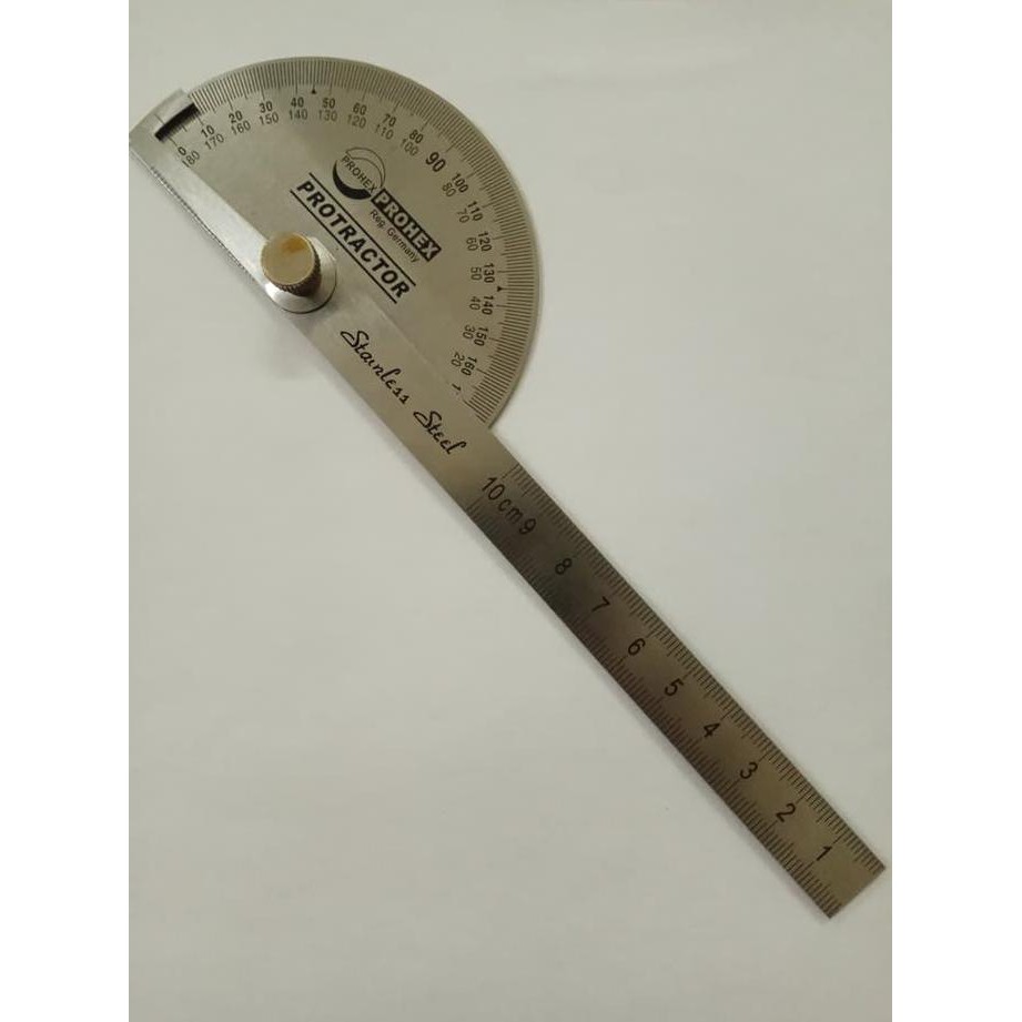 

Penggaris Busur Derajat 10cm Prohex Stainless - Protactor 100mm Prohex