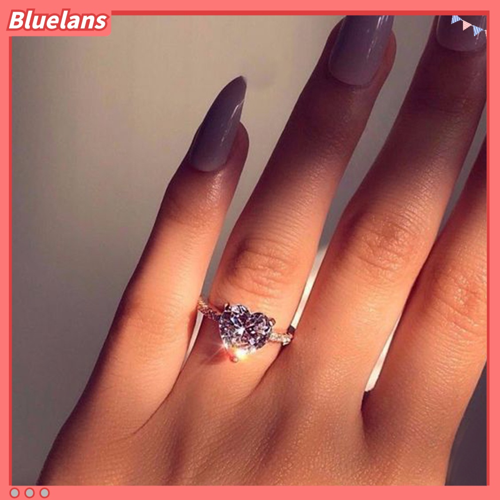 Cincin Jari Cubic Zirconia Bentuk Hati Untuk Wanita