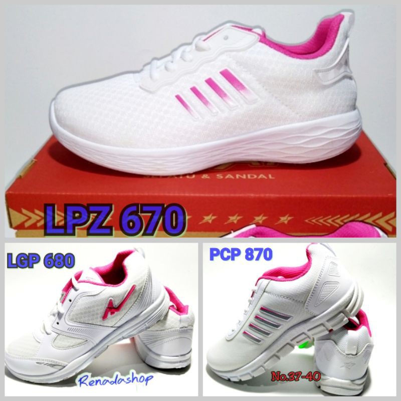 Sepatu Sneakers Wanita Pro ATT  LPZ 670/ LGP 680/ PCP 870 Putih Merah Jambu Pink