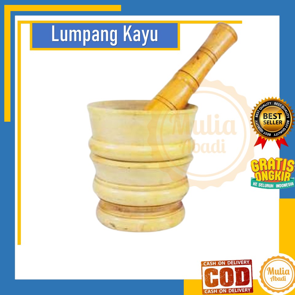 Lumpang kayu siap pakai kecil 13cm set lumpang dan alu