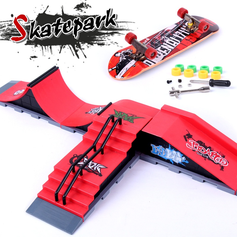 Set Mainan Skateboard Jari + Landasan Taman Untuk Anak