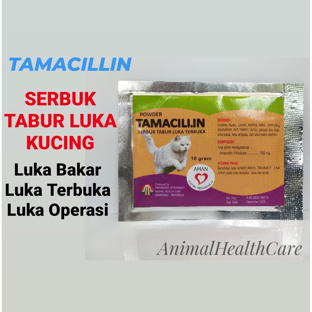 Obat Kulit Luka Terbuka Kucing Serbuk Tabur luka bakar luka oprasi -  TAMACILLIN POWDER