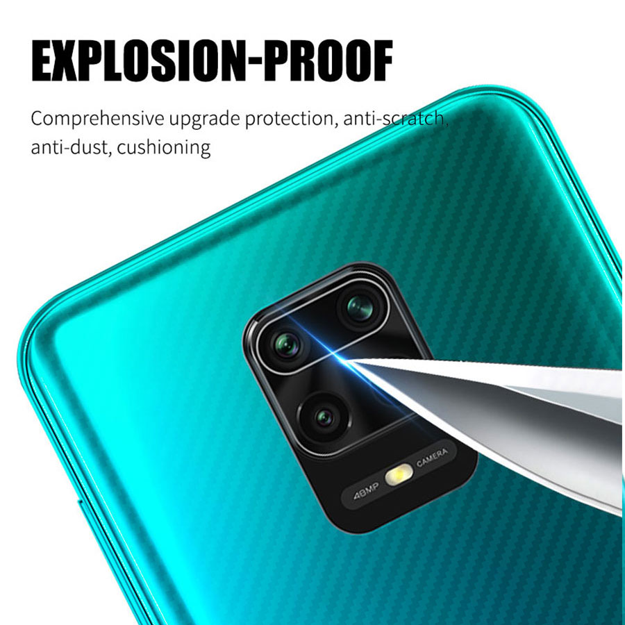 2 In 1 Camera Lens Tempered Glass for Xiaomi Redmi Note 9 9s Pro Max + Carbon Fiber Screen Protector