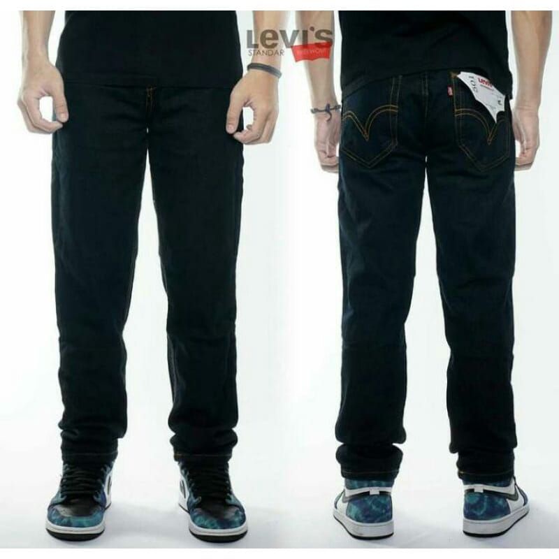 Celana jeans pria panjang standart hitam reguler celana cowok stone blits Celana basic cowo dewasa murah straight distro original