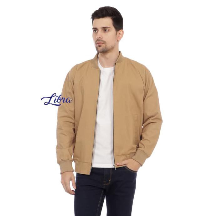 JAKET COWOK Jaket Canvas Premium Cream / Jaket Pria / Jaket Bomber - Cream, M