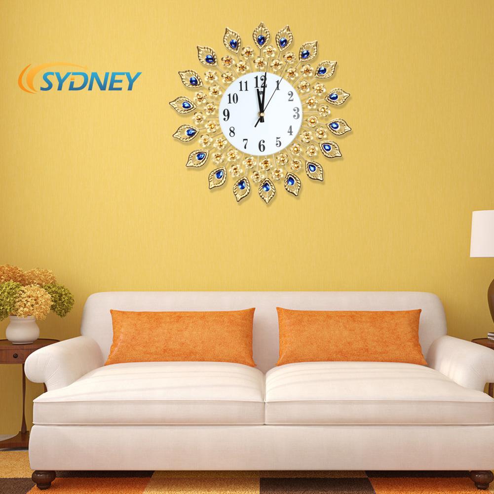 In Stock Luxury Diamond Large Wall Clocks Metal Living Room Wall Clock Shopee Indonesia