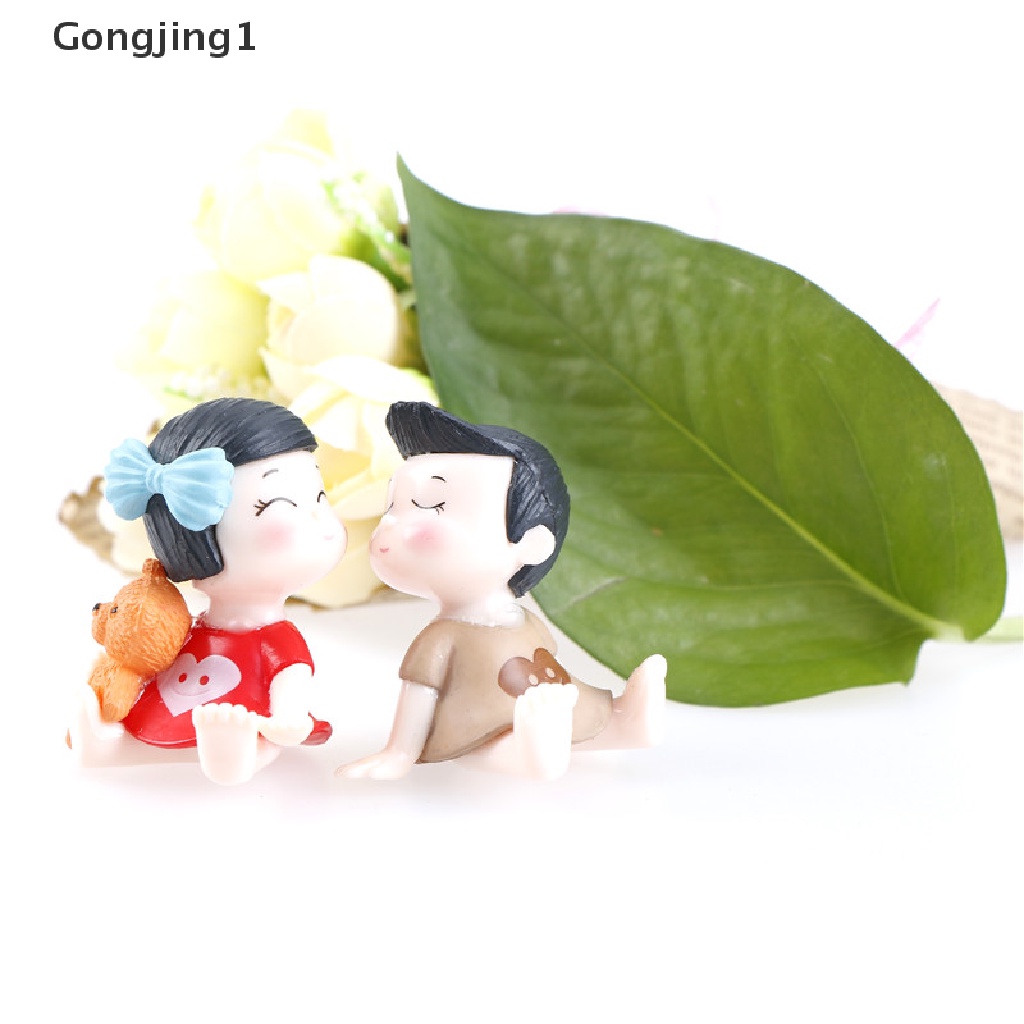 Gongjing1 Miniatur Pasangan Kekasih Bahan Resin Untuk Dekorasi Taman Minifairy Gardenterrarium