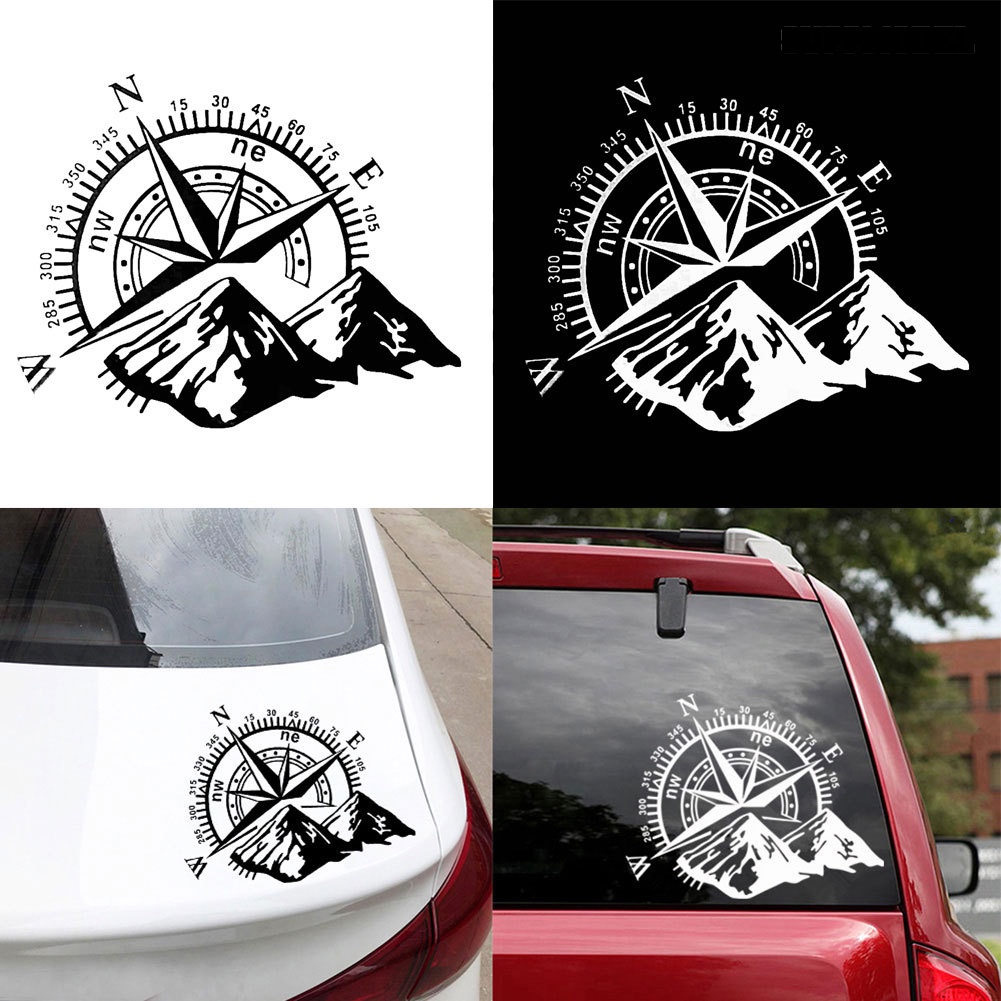 Stiker Reflektif Motif Kompas Gunung Untuk Dekorasi Bodykaca Mobil