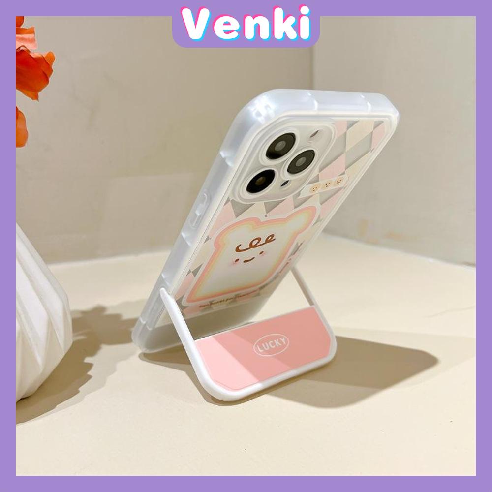 iPhone Case Acrylic Invisible Folding Stand Silicone Soft Case Airbag Shockproof Cover Camera Toast Cartoon Cute Compatible For iPhone 11 Pro Max 13 Pro Max 12 Pro Max 7Plus xr XS Max