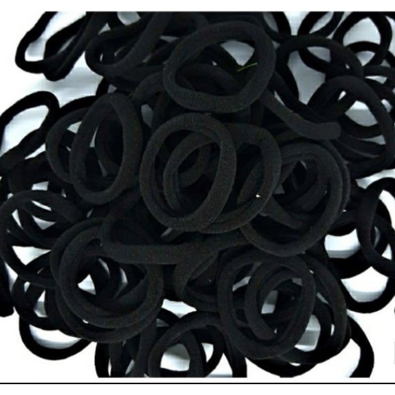 IKAT RAMBUT HITAM ELASTIS isi 72pcs KUNCIR Woll Kunciran Polos GROSIR-2