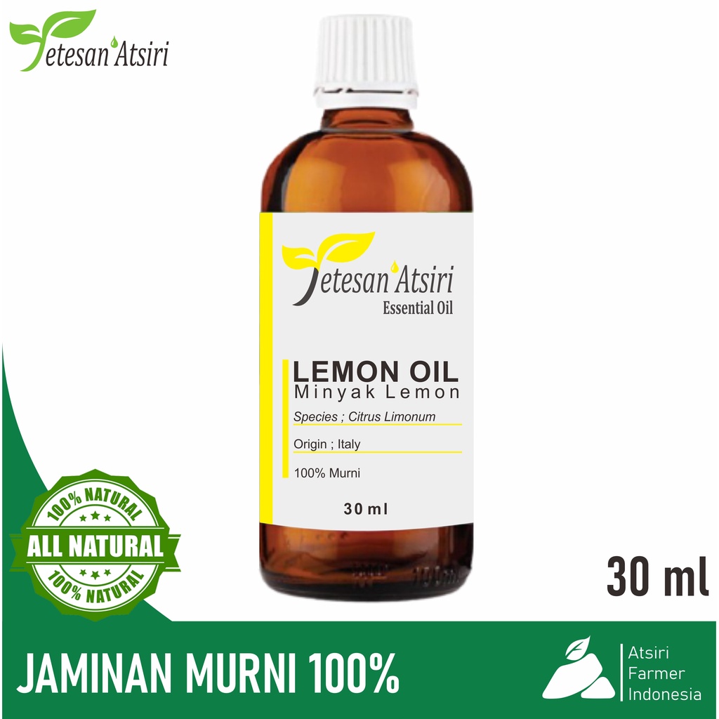 30ml minyak atsiri lemon jeruk lemon murni lemon pure essential oil aromatherapy therapeutic grade diffuser humidifier burner aromaterapi esensial essensial esential tanpa campuran TETESAN ATSIRI 30 ml