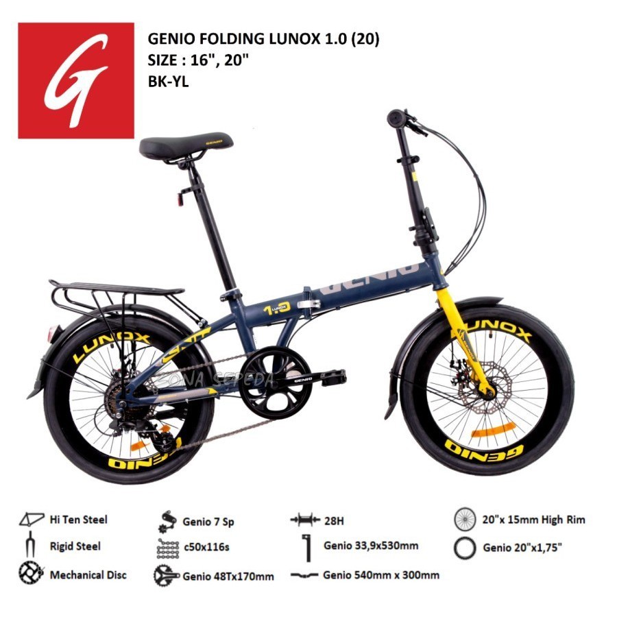 Sepeda Lipat 20 inch Genio Lunox 1.0 Disc Brake 7 Speed
