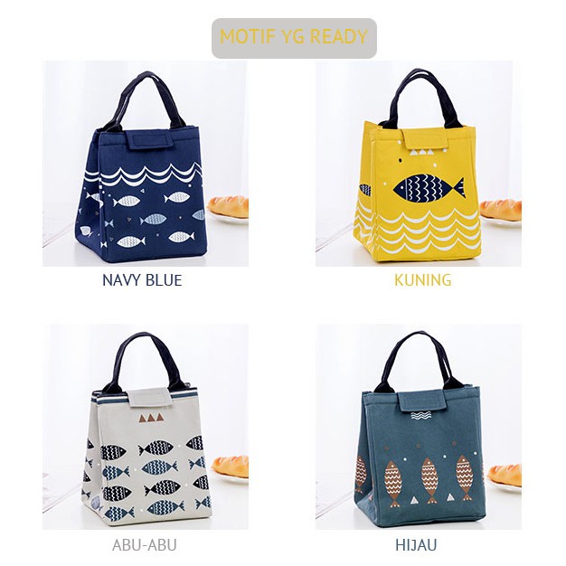 MM-114 Lunch bag motif Fish / Tas Bekal Cooler Bag / Tas Makanan Anak Dewasa Tahan Panas Dingin