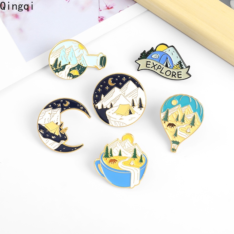 Bros Pin Enamel Desain Kartun Botol Hot Air Balloon Stars Moon Travel Adventure Untuk Hadiah