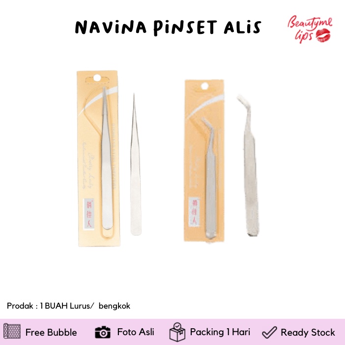 Navina Pinset Alis Anti Statis Bahan Stainless Steel