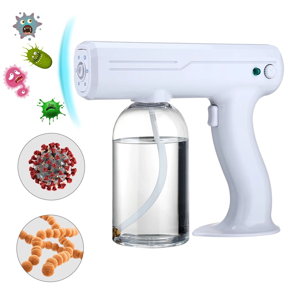 Nano Steam SPRAY GUN dengan Cahaya Biru, Sterilisasi, untuk Rumah dan Kantor, 800ML