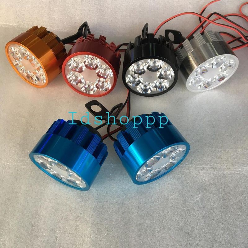 Lampu Tembak Sorot LED Spion Motor Cree 6 Mata U3 LED Cree Bulat 12watt