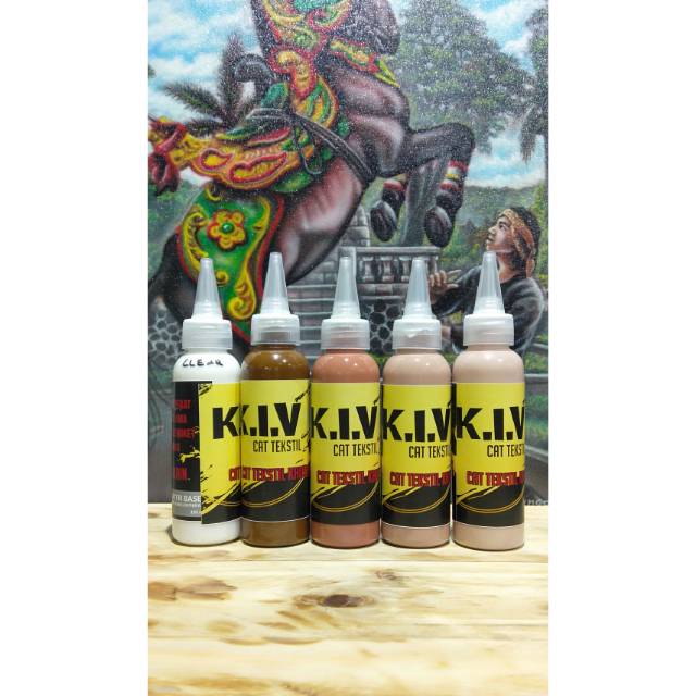 

Sepaket cat textile airbrush lukis kuas warna kulit