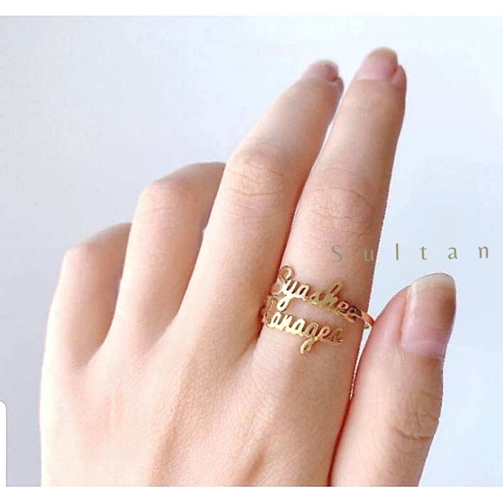 CINCIN NAMA LOGAM KUNINGAN BERLAPIS EMAS ANTI KARAT ANTI LUNTUR TIDAK BERUBAH WARNA