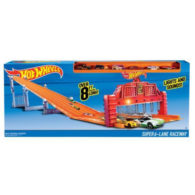 hot wheels 6 lane finish line