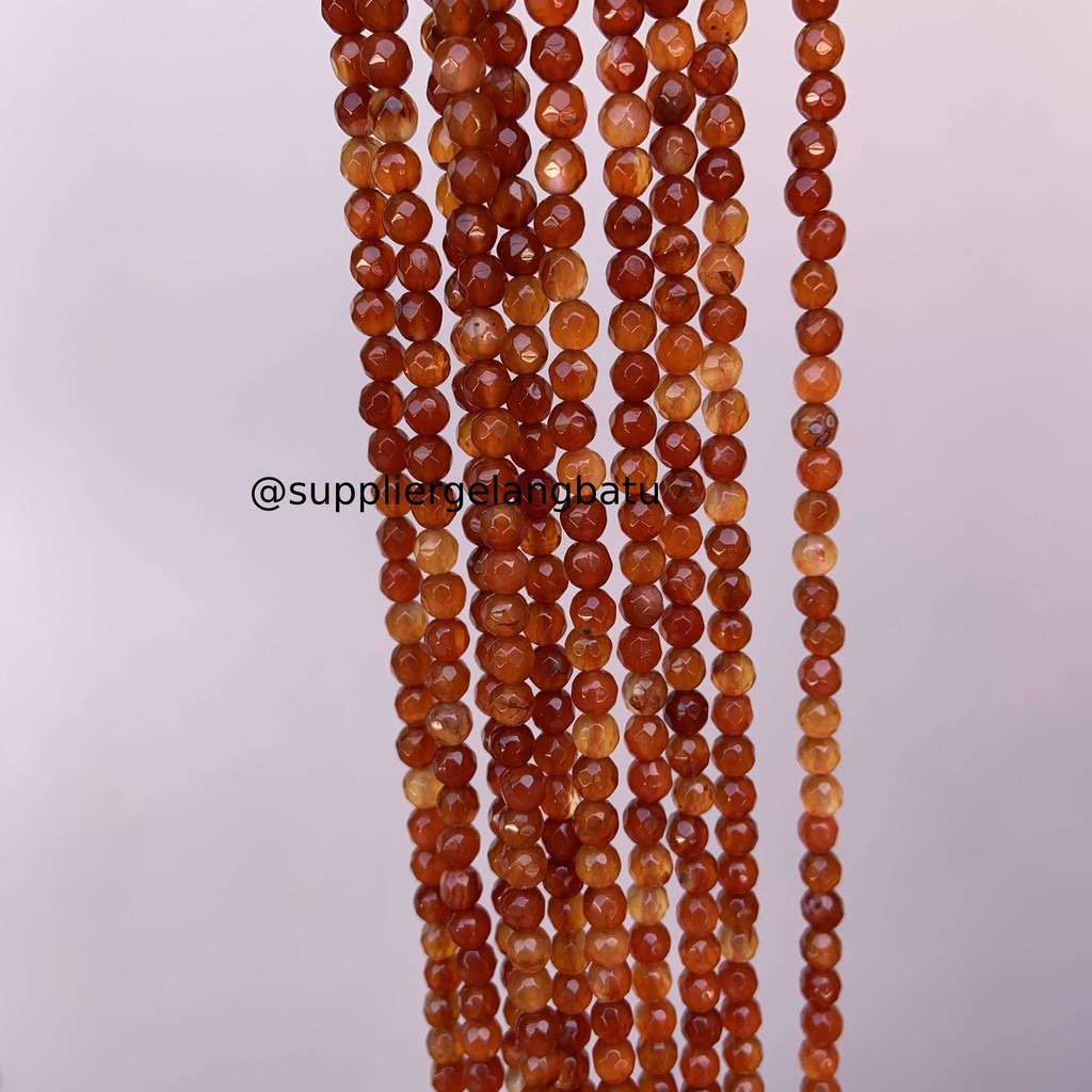 Batu Carnelian Orange 4mm CUTTING natural oren bahan premium alam