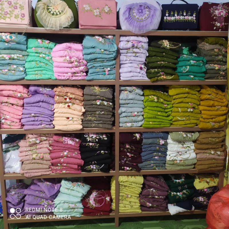 mukena terusan dewasa bordir tile