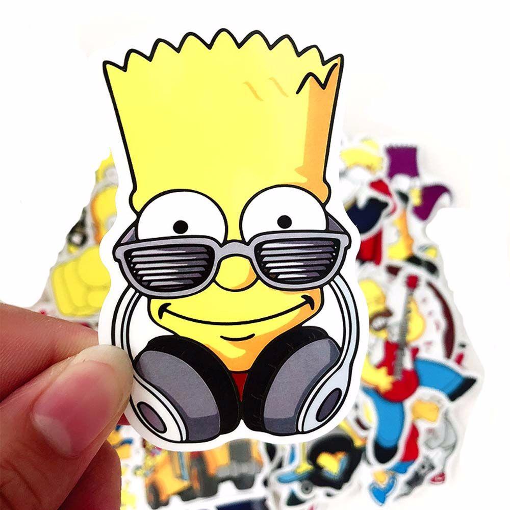 Lanfy Stiker Hias Anti Air Komedi Lucu 50pcs/pack Karakter Kartun Stiker Scrapbooking Graffiti Stiker Bart Simpson Marge Simpson Dekorasi Stiker Mobil