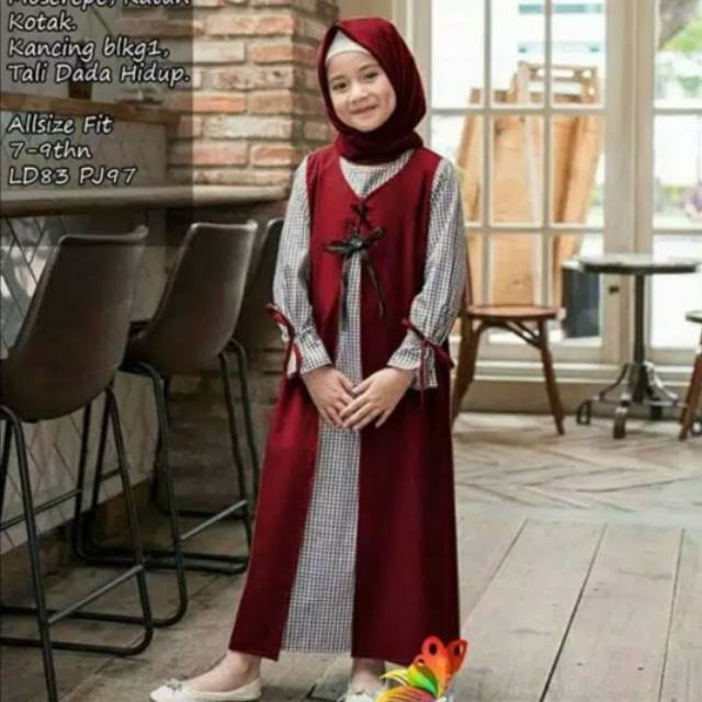 FATEN KIDS + KHIMAR/GAMIS KIDS/SYARI ANAK/SYARI TERMURAH/REAL PICT/BERKUALITAS/TERLARIS