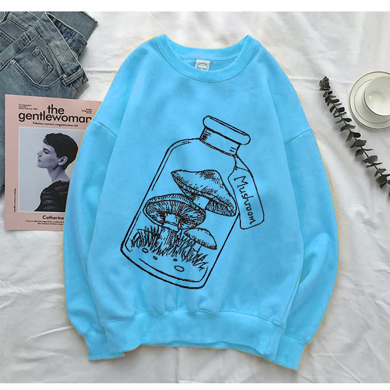 Sweater wanita Mushroom crewneck size M-XXL