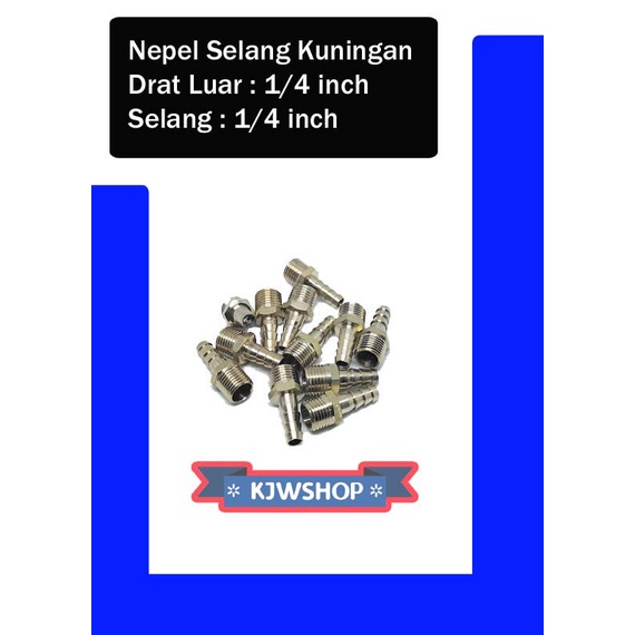 NSDL Nepel Selang 1/4" x 1/4" Nepel Kuningan Drat Luar 1/4" Selang 1/4" Nepel Drat Luar 1/4" Nepel 1