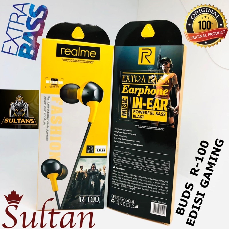 HANDSFREE BUDS R-100 EDISI GAMING EXTRA BASS PROMO SEN