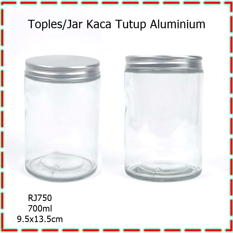 Toples/Jar Kaca Tutup Aluminium RJ750 700ml Silver dan Rose Gold