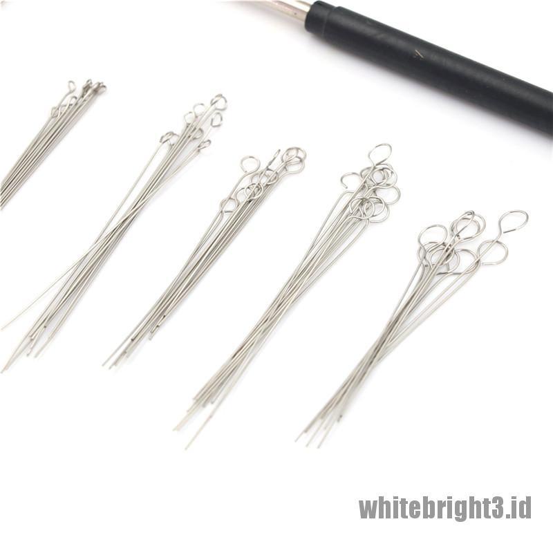 ❤White3 Warna Putih❤ Tongkat Inokulasi Inokulasi Mikrobiologi &amp; 10 Jarum Nichrome Wire
